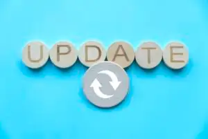 Alphabet of word update and icon.