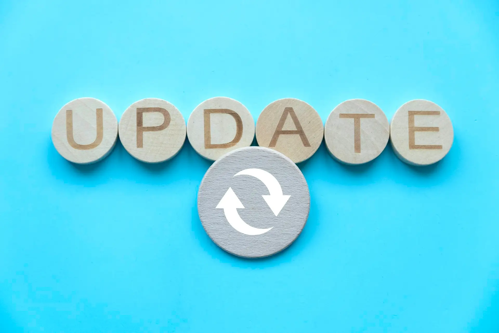 Alphabet of word update and icon.